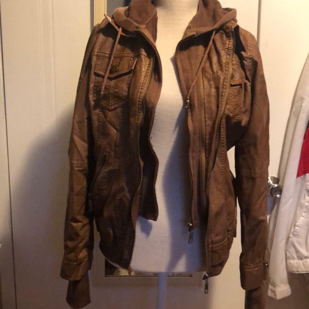 Downtown coalition faux leather jacket